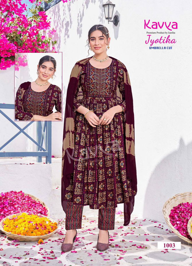 Jyotika Vol 1 By Kavya Alia Cut Printed Kurti With Bottom Dupatta Wholesale Shop In Surat